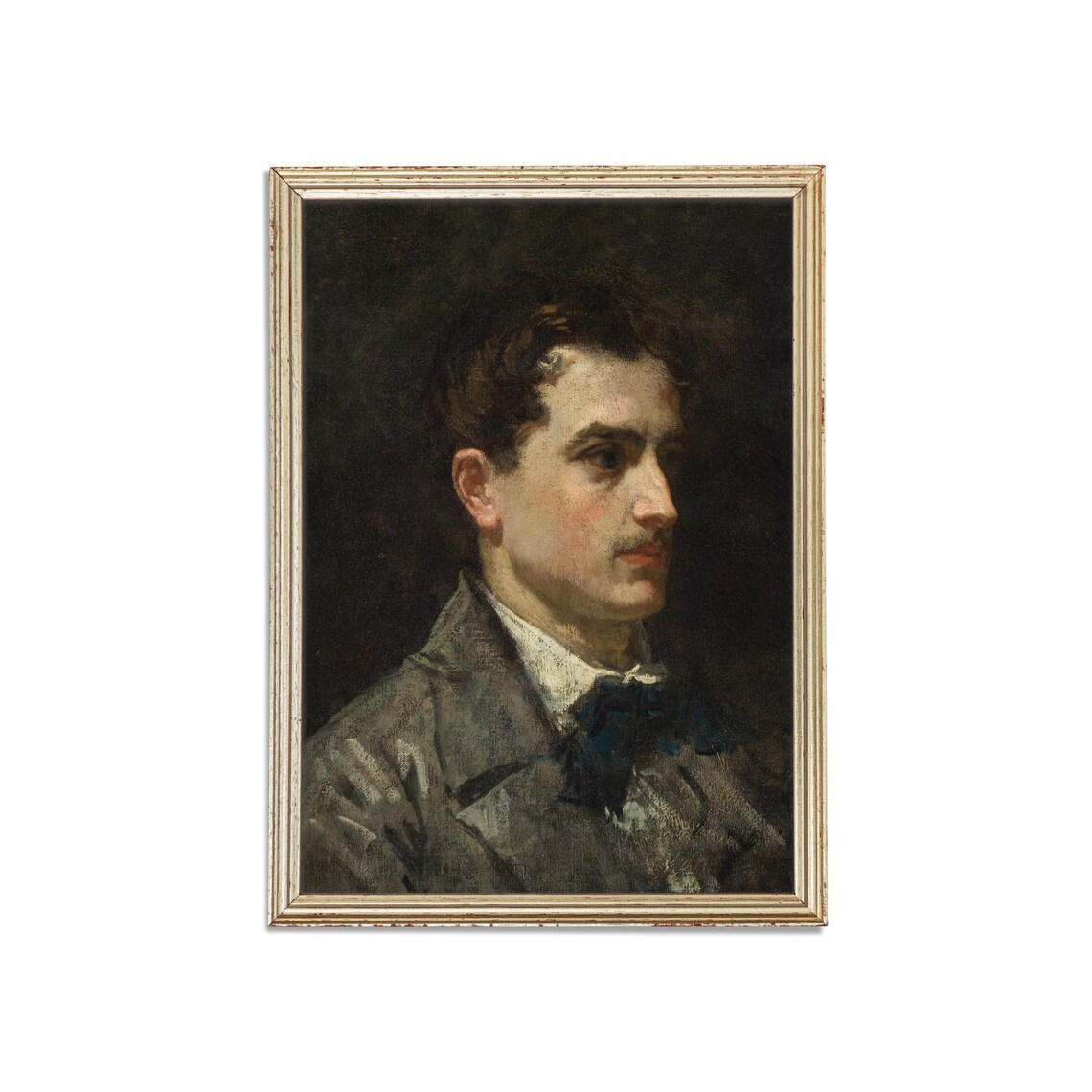 Gentleman with a Mustache in a Dark Coat Antique Portrait Poster - Image 3