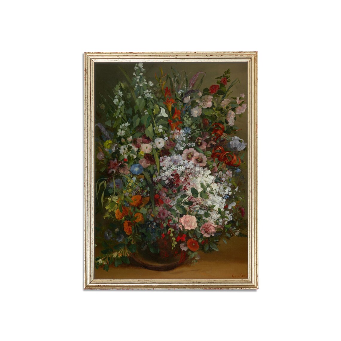 Lush Bouquet of Garden Flowers Classic Floral Still Life Poster - Image 3