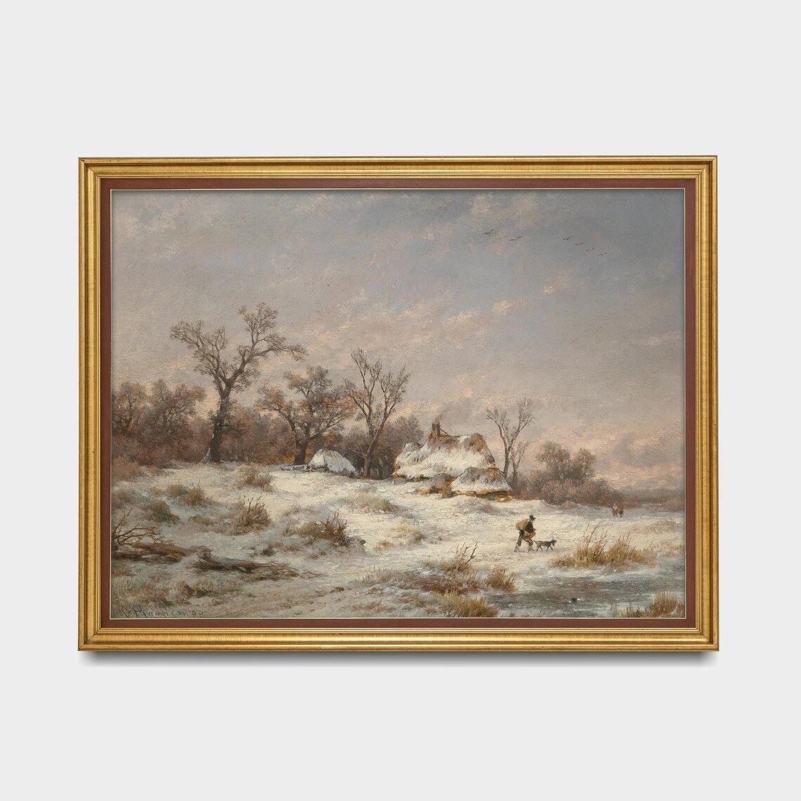 Snowy Cottages Winter Countryside Antique Landscape Art Poster - Image 5