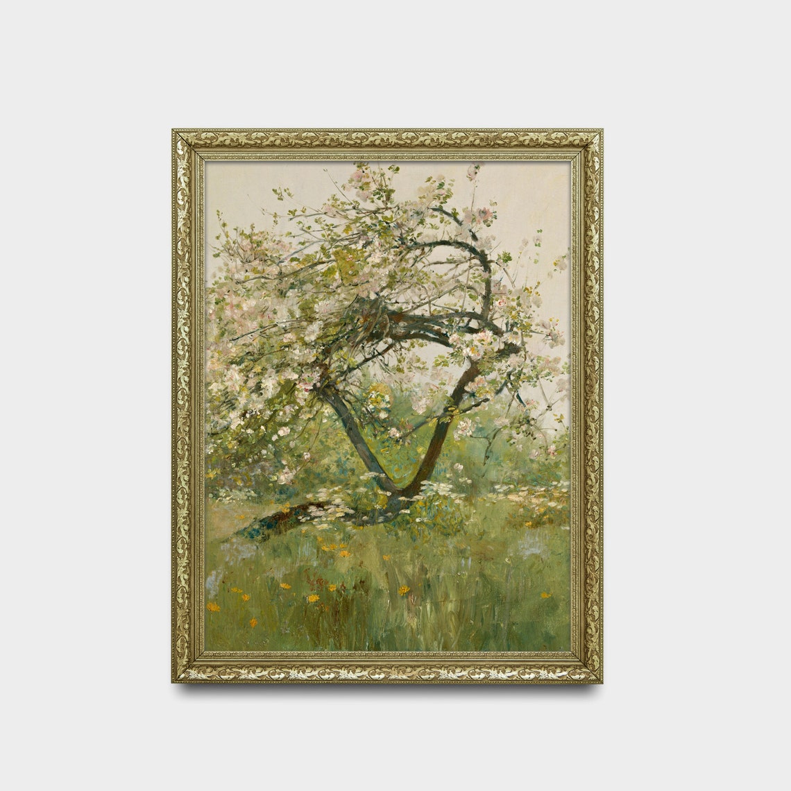 Blossoming Apple Tree in a Wildflower Meadow Painting Poster - Image 2