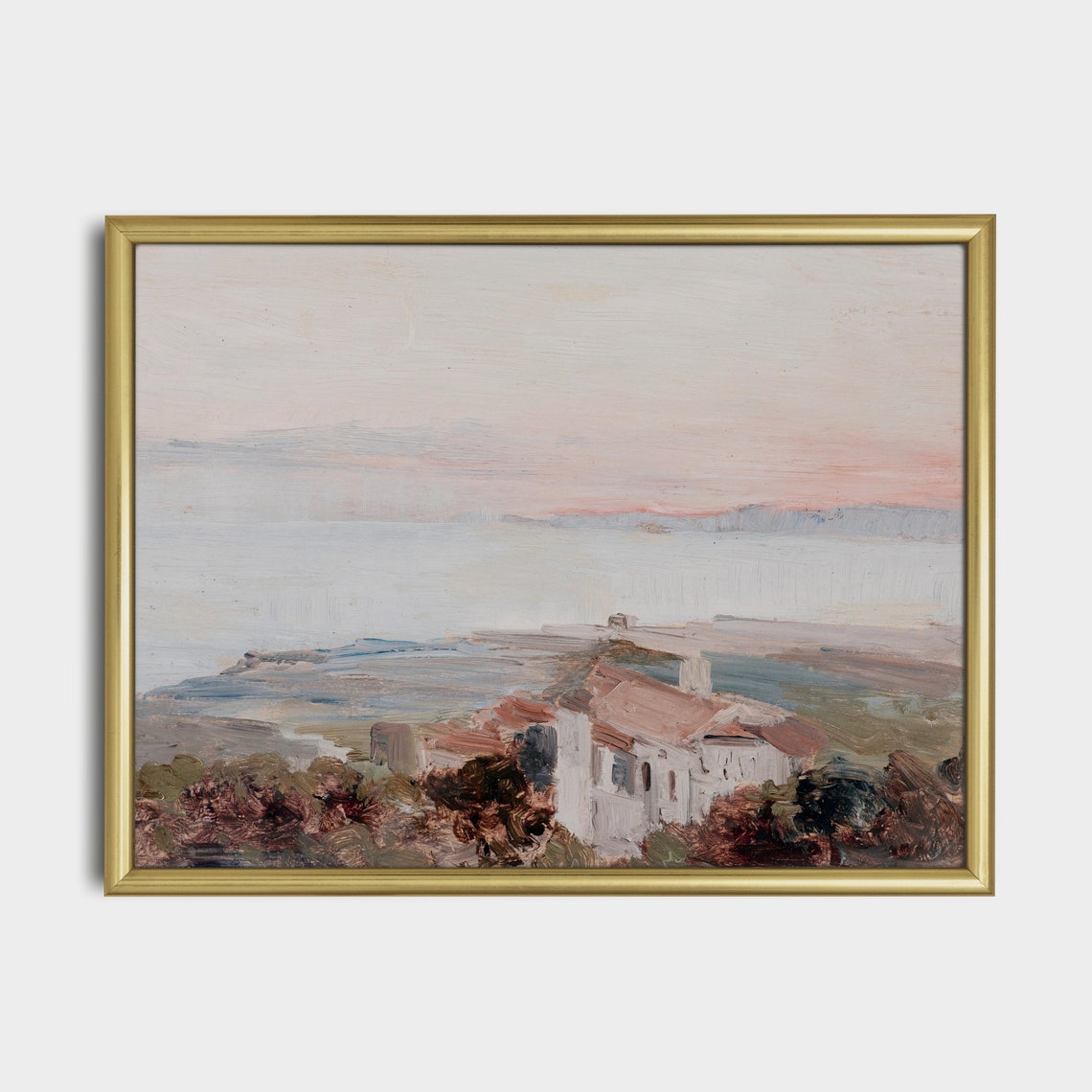 Coastal Village at Dusk with Whitewashed Houses Seascape Poster - Image 5