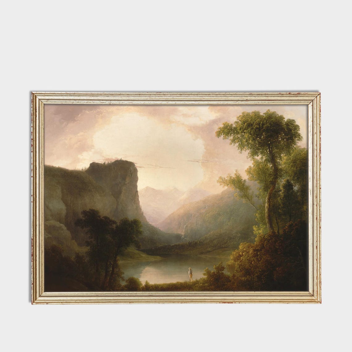 Glowing Mountain Lake at Dawn Between Towering Cliffs Poster - Image 3