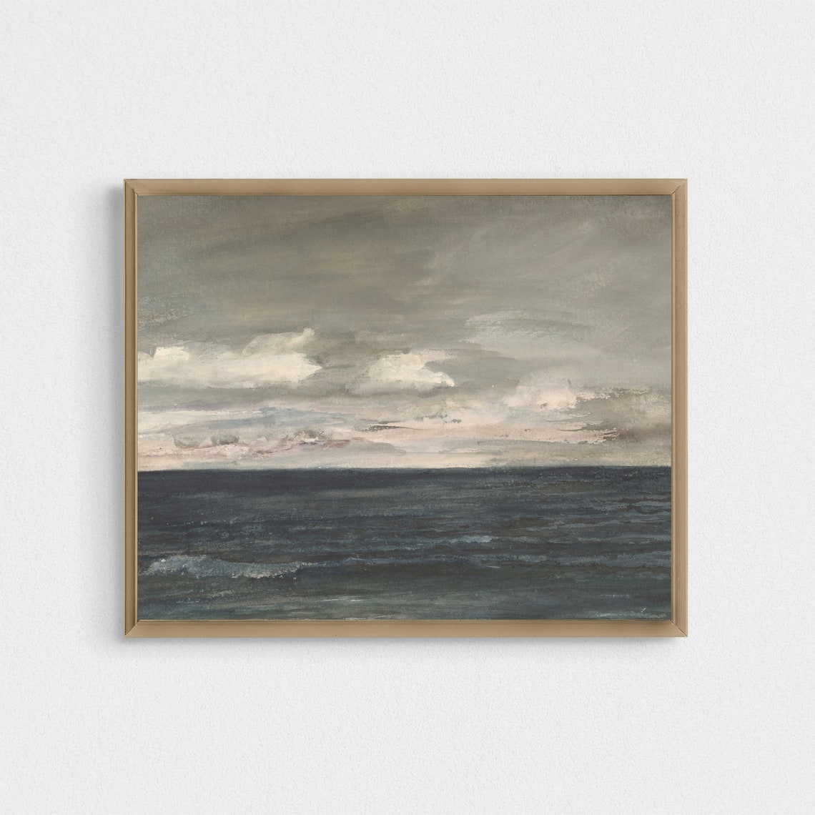Overcast Ocean Under Grey Clouds Moody Vintage Seascape Poster - Image 2