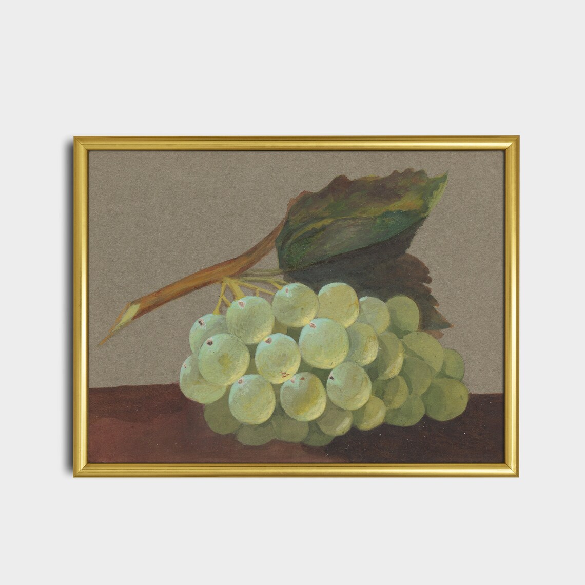 White Grapes Cluster Antique Fruit Still Life Oil Painting Poster - Image 2