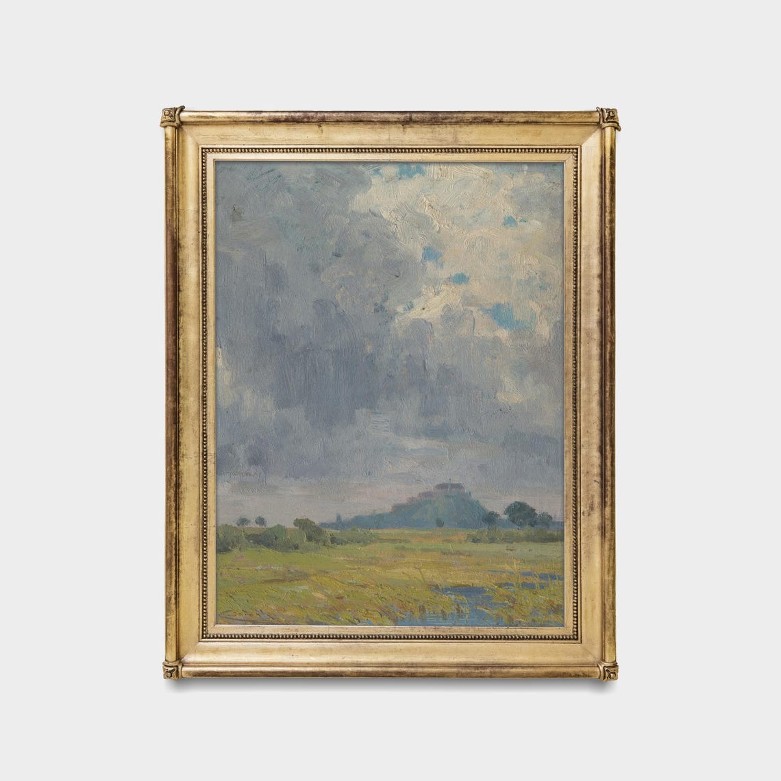Moody Storm Sky Over Marsh Meadow with Distant Castle Poster - Image 5