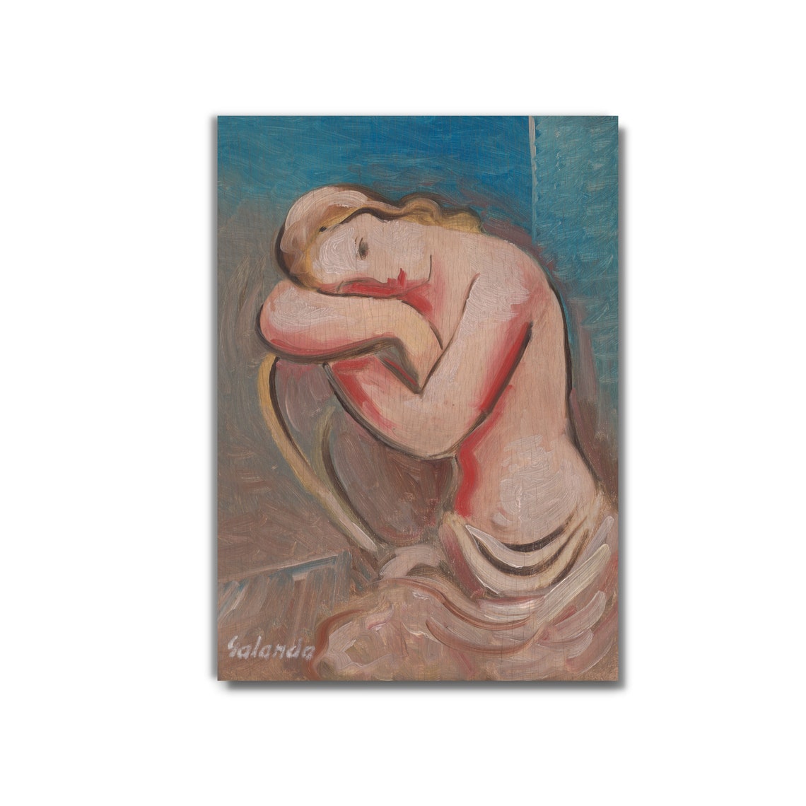 Seated Woman Figure in Loose Expressionist Brushwork Modern Poster - Image 3