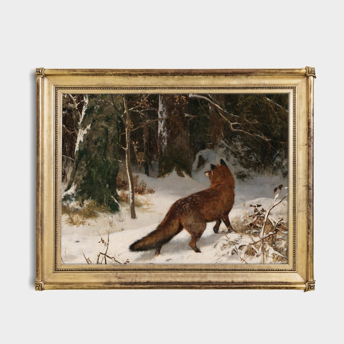 Fox In The Snow, Vintage Rustic Winter Art Print - Image 2