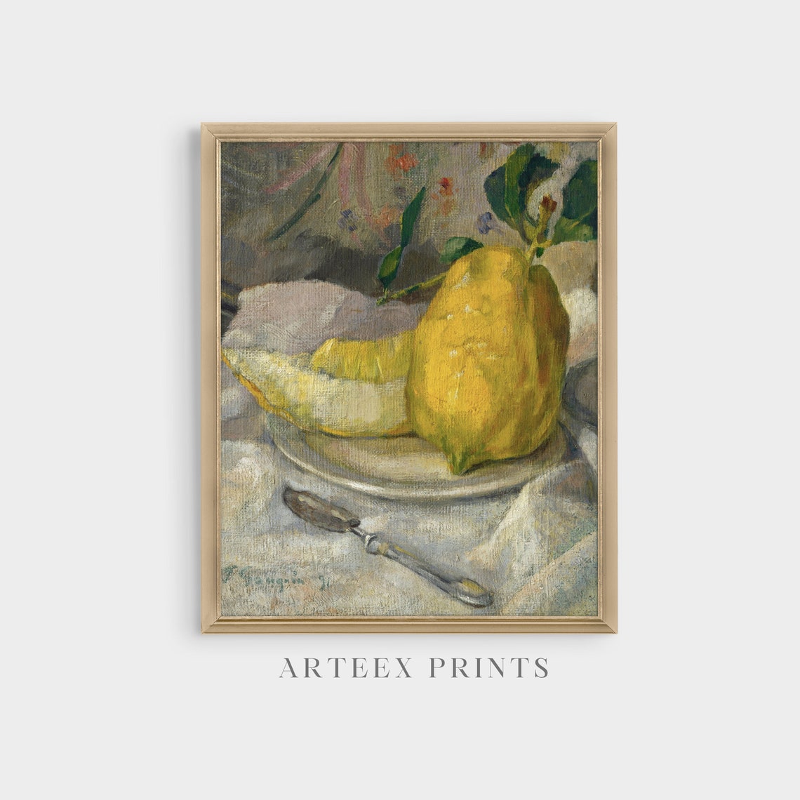 Fresh Lemon and Cut Melon Slice Still Life Vintage Kitchen Art Poster - Image 5