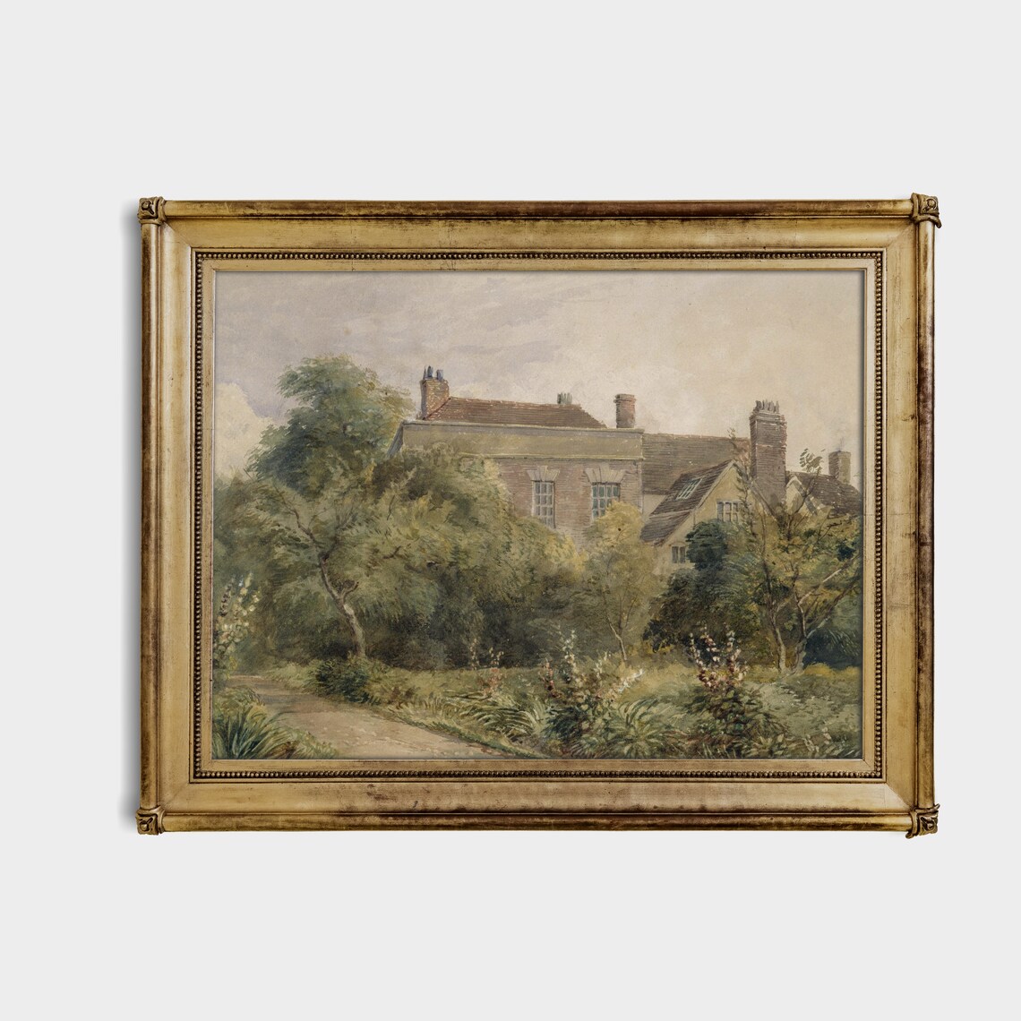 Vintage Landscape Painting Antique Country Landscape French Cottage Fine Print Farmhouse Decor Wall Art - Image 3