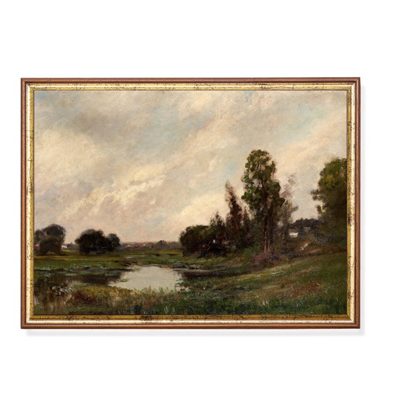 Printed And Shipped Landscape Painting Moody Riverscape Print Rustic Country Scenery Wall Decor Living Room Art Physical Prints