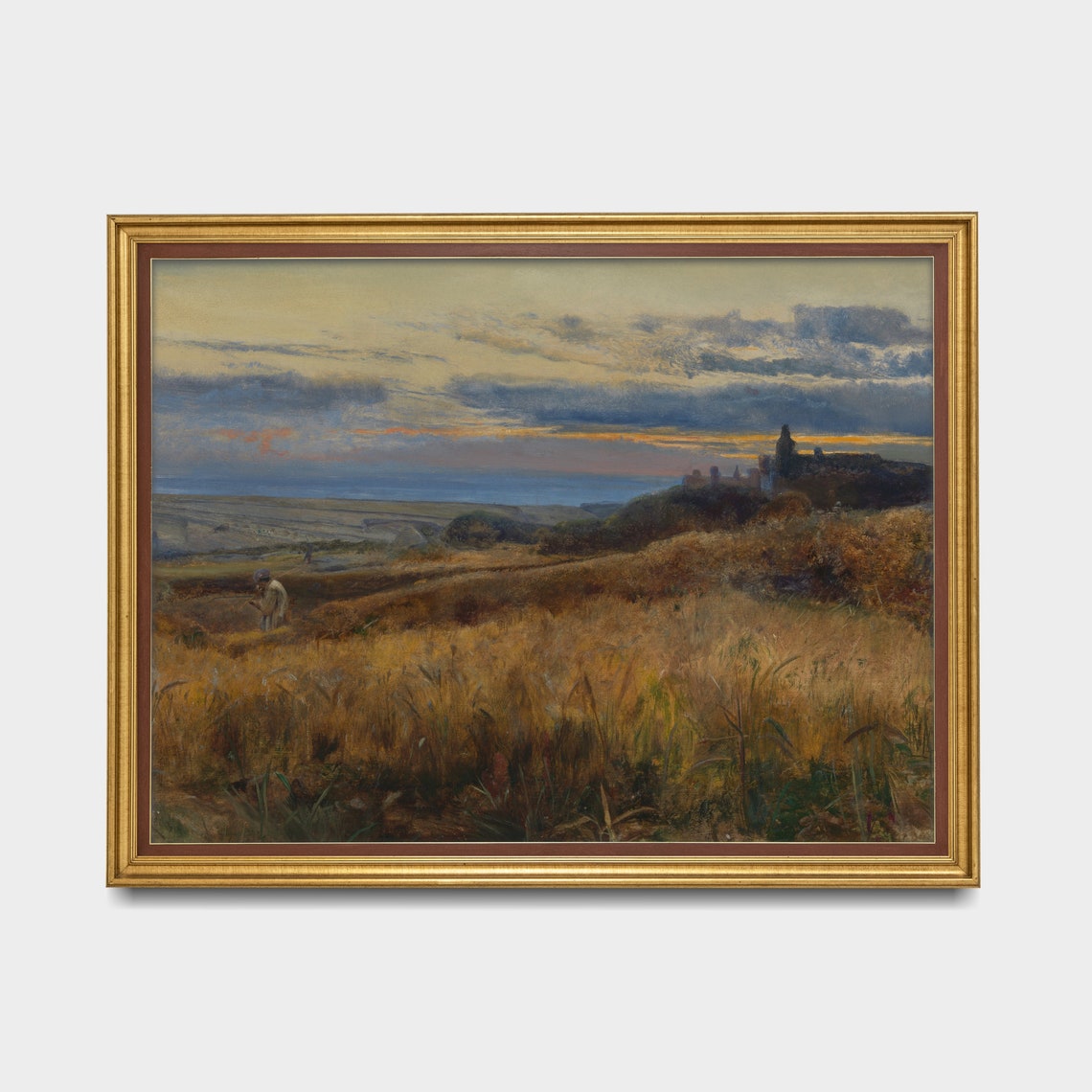 Golden Wheat Field at Sunset Vintage Country Harvest Landscape Poster - Image 3