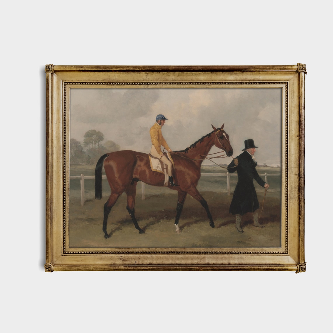 Bay Racehorse with Jockey and Gentleman Equestrian Vintage Poster - Image 4