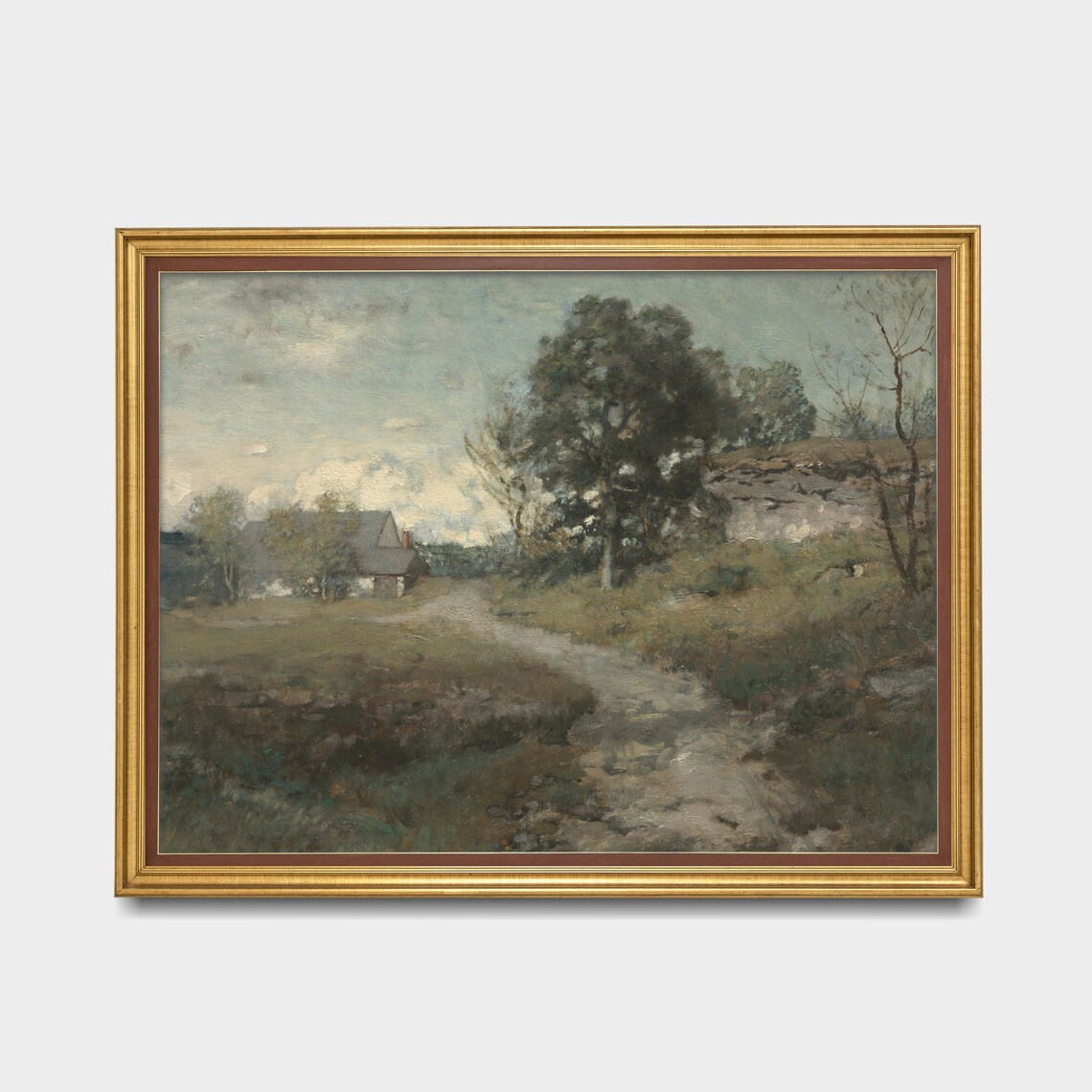 Winding Country Road to a Stone Cottage Vintage Landscape Poster - Image 2