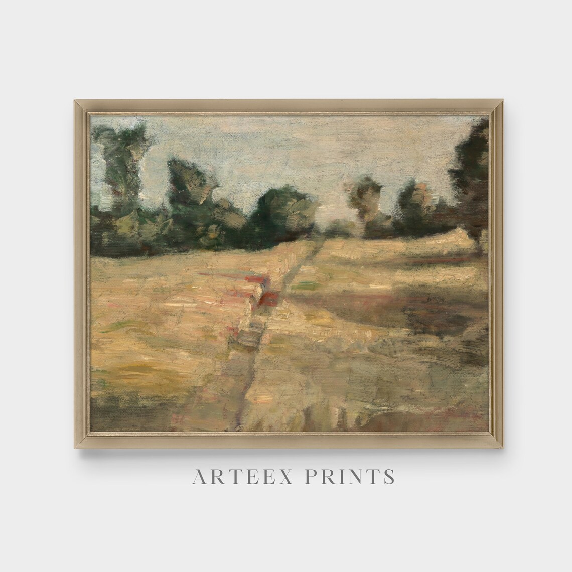 Earthy Abstract Field Landscape Loose Brush Vintage Painting Poster - Image 4
