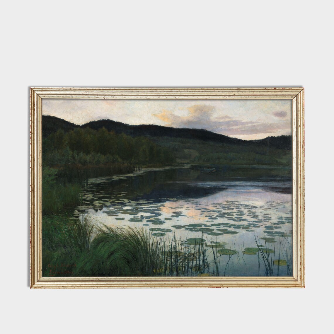 Twilight Lily Pond Reflections on a Mountain Lake at Dusk Poster - Image 2