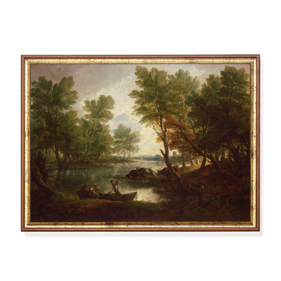Printed And Shipped Vintage Landscape Painting Antique River Landscape Country Scenery Moody Rustic Fine Art Physical Prints
