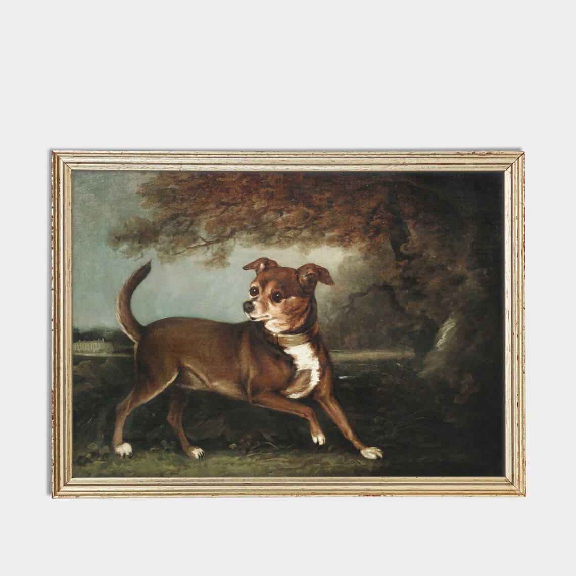 Brown Terrier Dog In Woodland Vintage Animal Portrait Painting Poster - Image 3