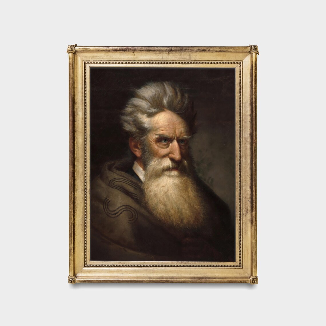 Moody Antique Bearded Old Man Portrait Oil Painting Wall Poster - Image 5