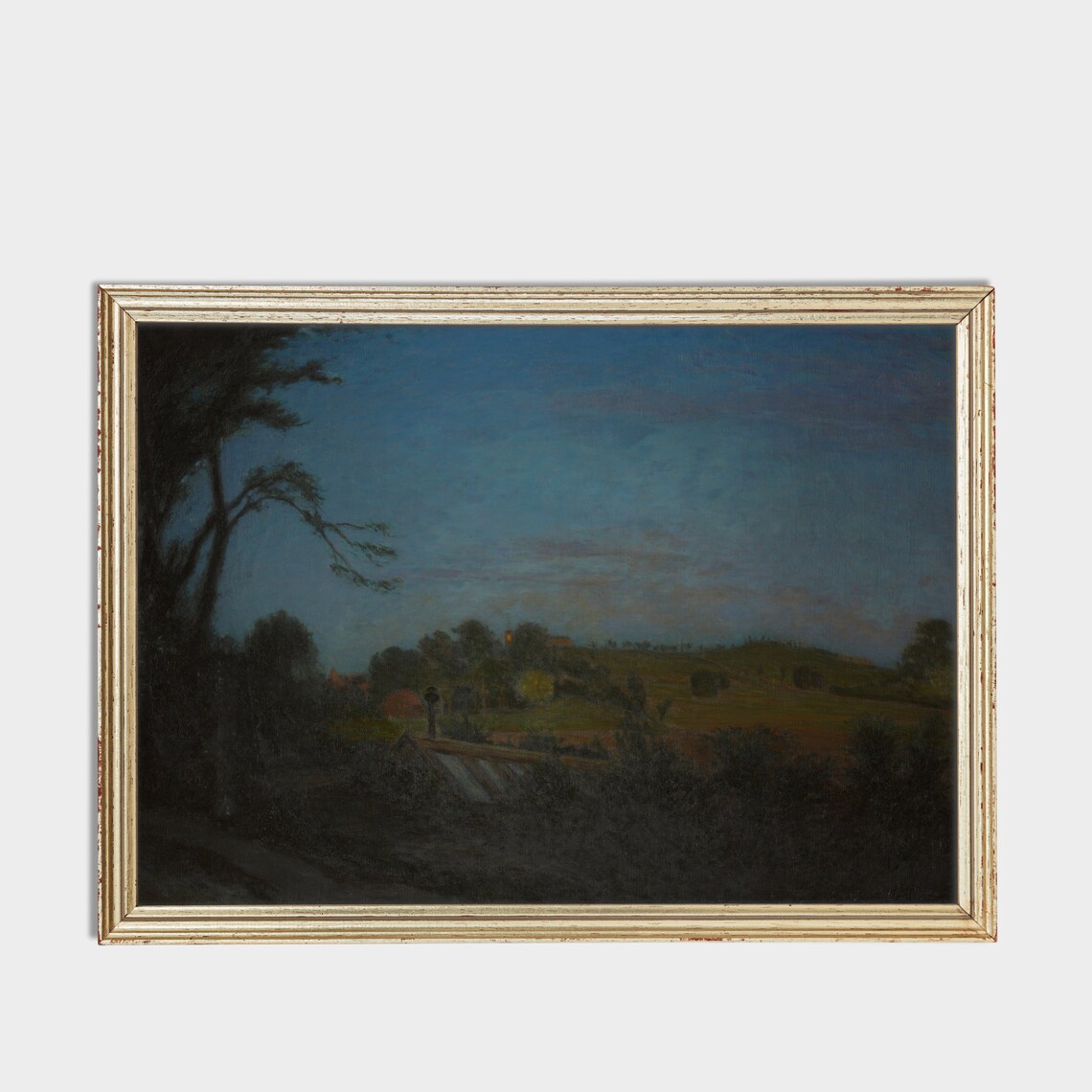 Twilight Countryside Under a Deep Blue Night Sky Moody Poster - Image 2