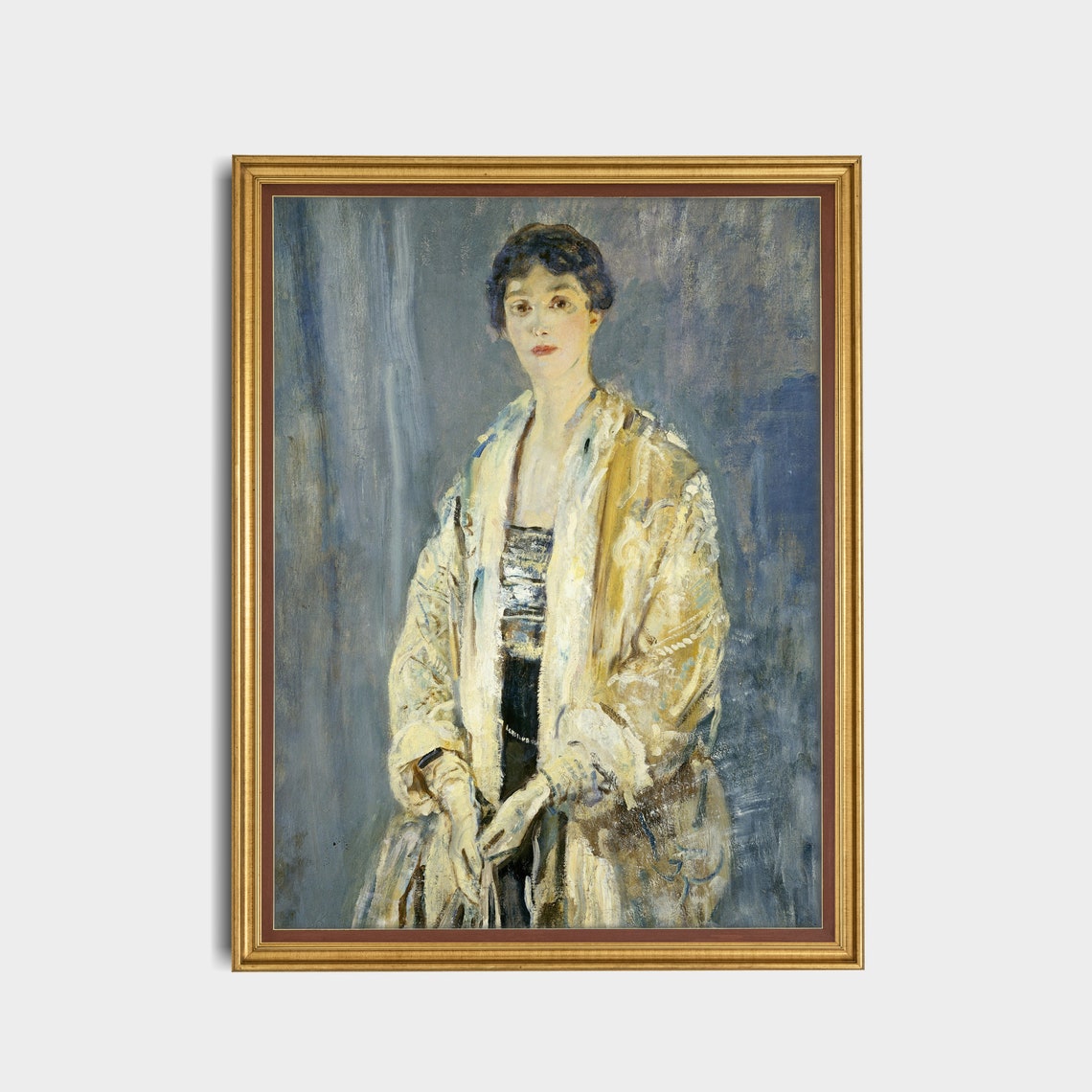 Woman in an Ivory Robe Impressionist Vintage Portrait Painting Poster - Image 4