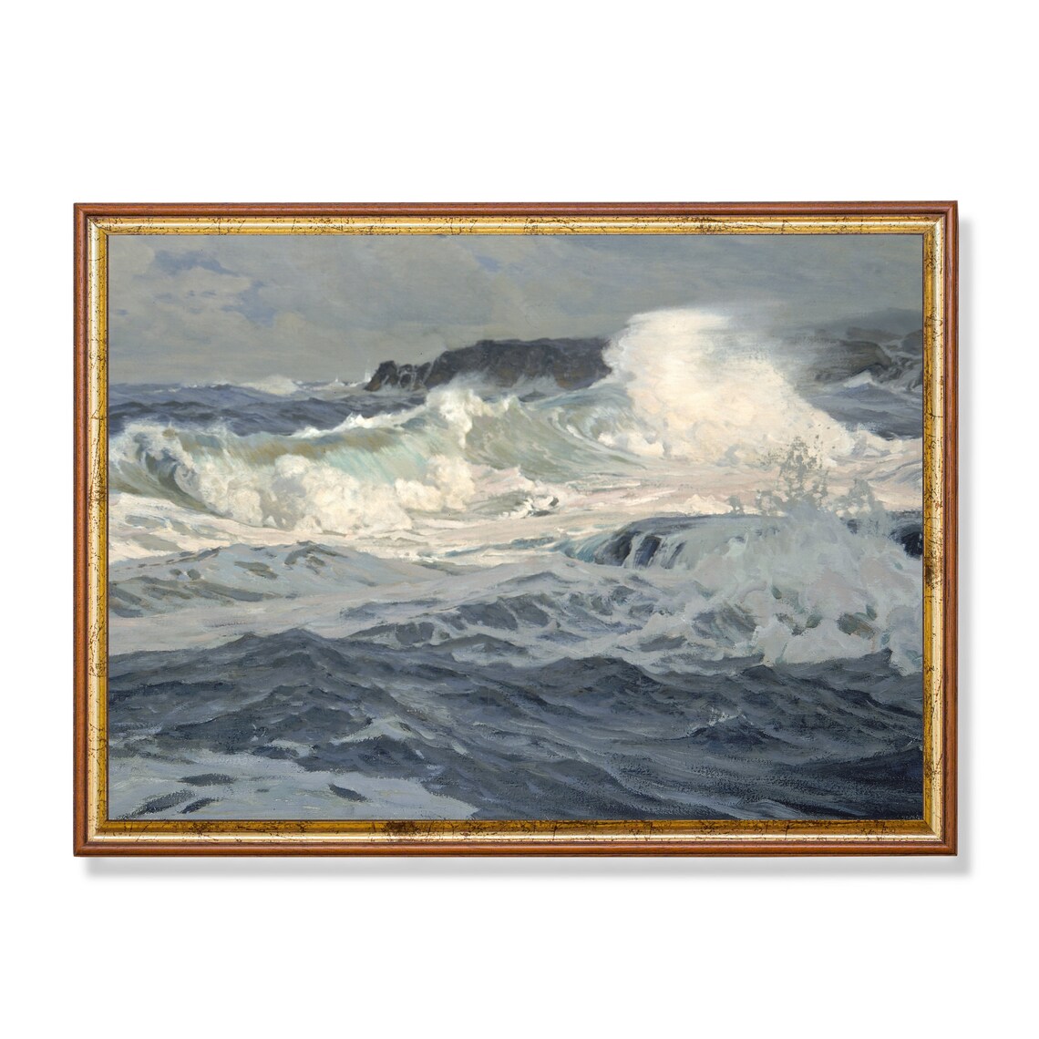 Vintage Seascape, Ocean Waves Coastal Art Print