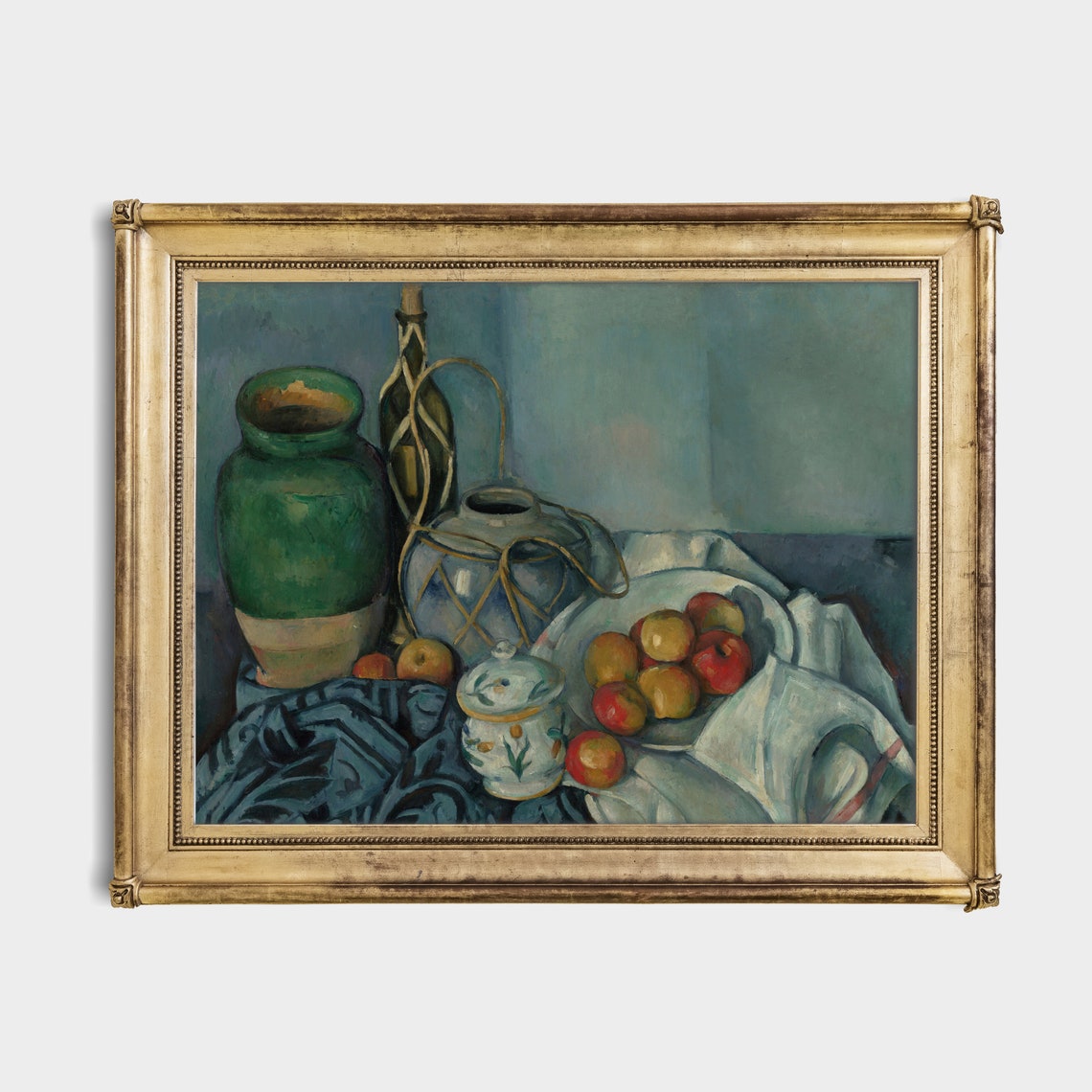Cezanne Still Life with Apples and Green Stoneware Jar Poster - Image 2