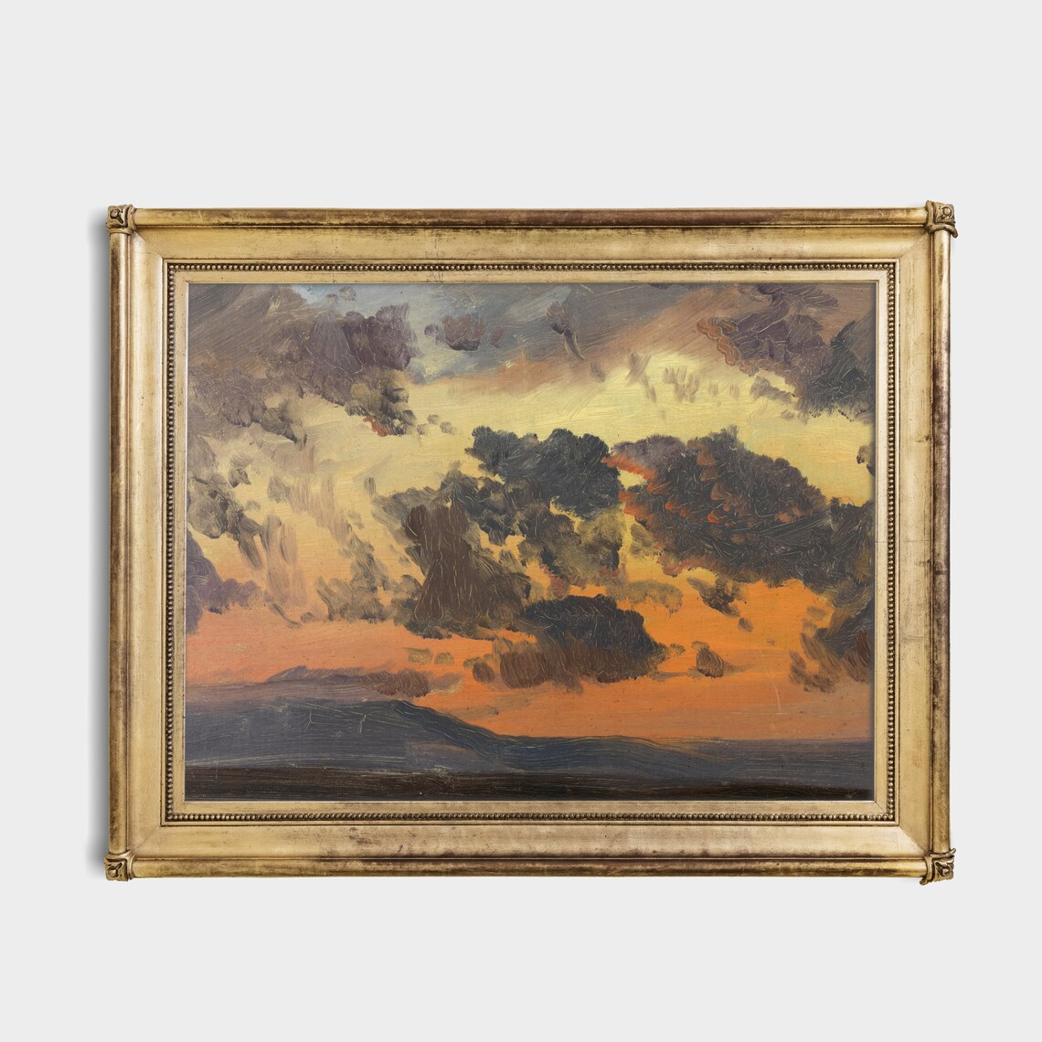Vintage Sunset Sky Painting, Rustic Living Room Art - Image 2