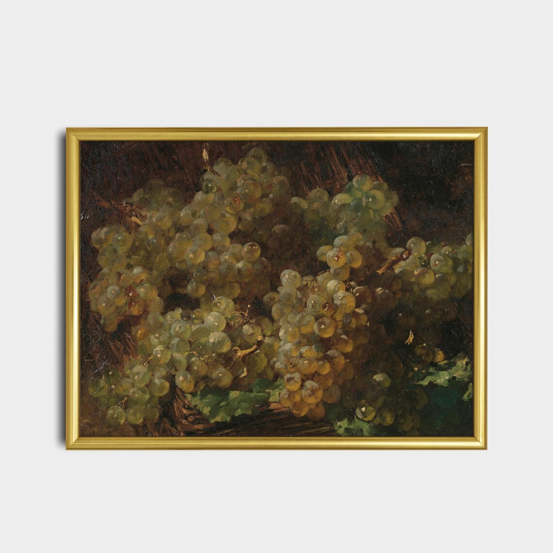 Basket of White Grapes Moody Vintage Still Life Fruit Art Poster - Image 2
