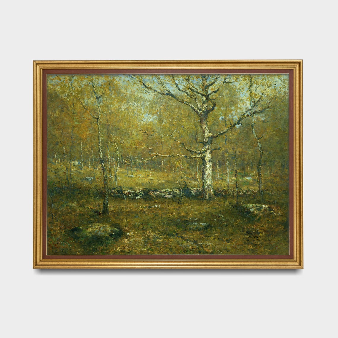 Spring Birch Woods With a Stone Wall Vintage Landscape Poster - Image 3