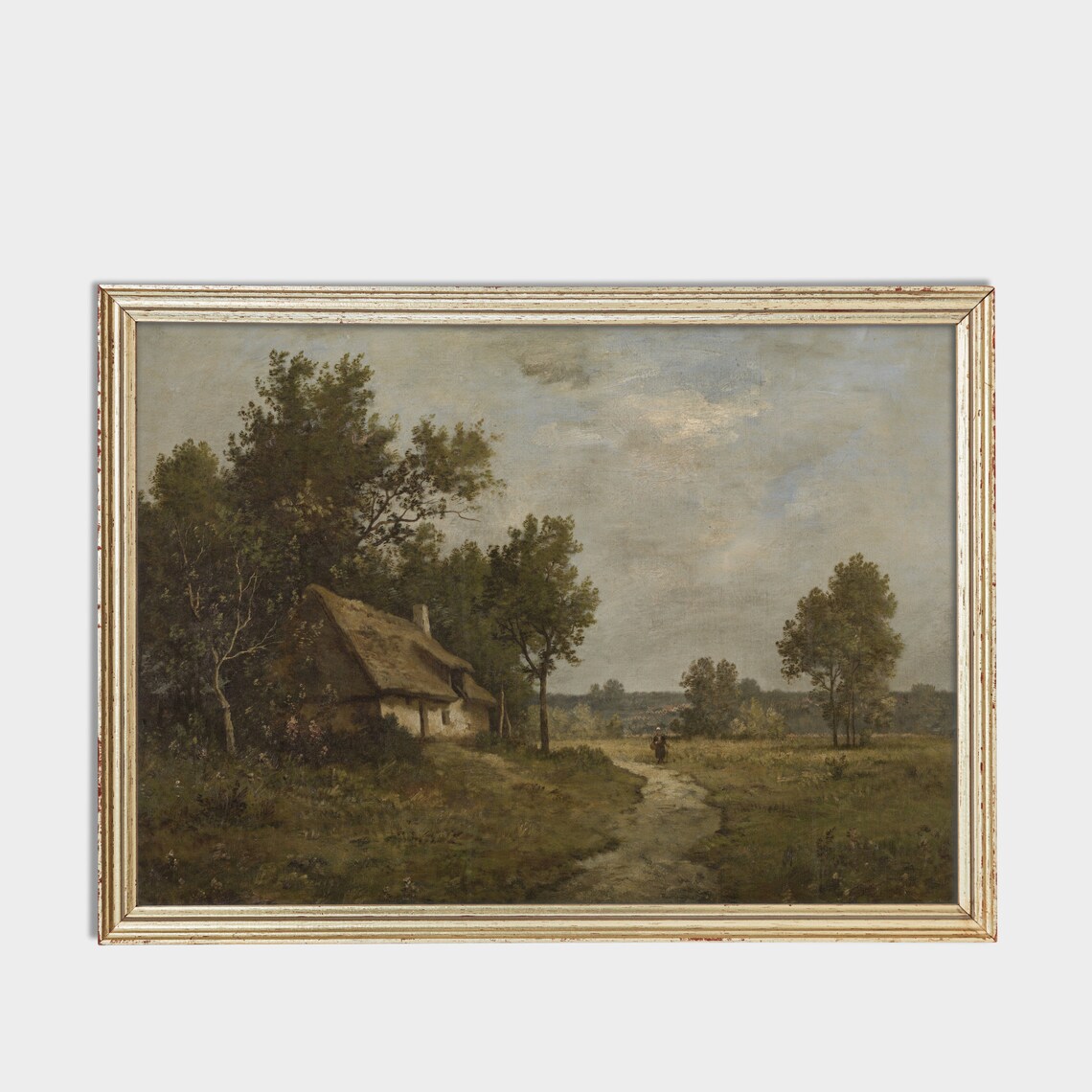 Thatched Cottage Beside a Country Path Barbizon School Poster - Image 3