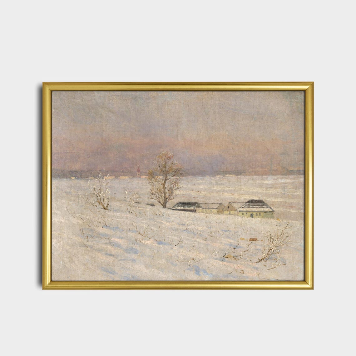 Lone Tree Snowy Field Minimalist Winter Landscape Art Poster - Image 2