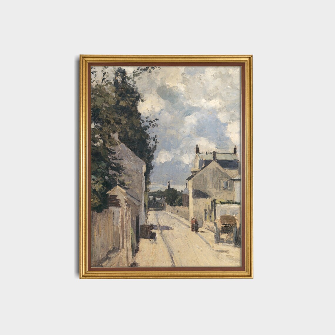 Sunlit Village Street With Houses Impressionist French Scene Poster - Image 4