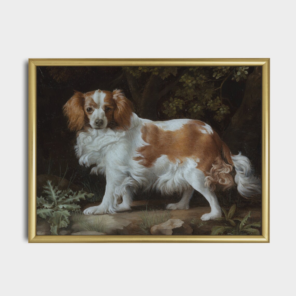Cavalier Spaniel Standing Portrait Vintage Dog Painting Poster - Image 3