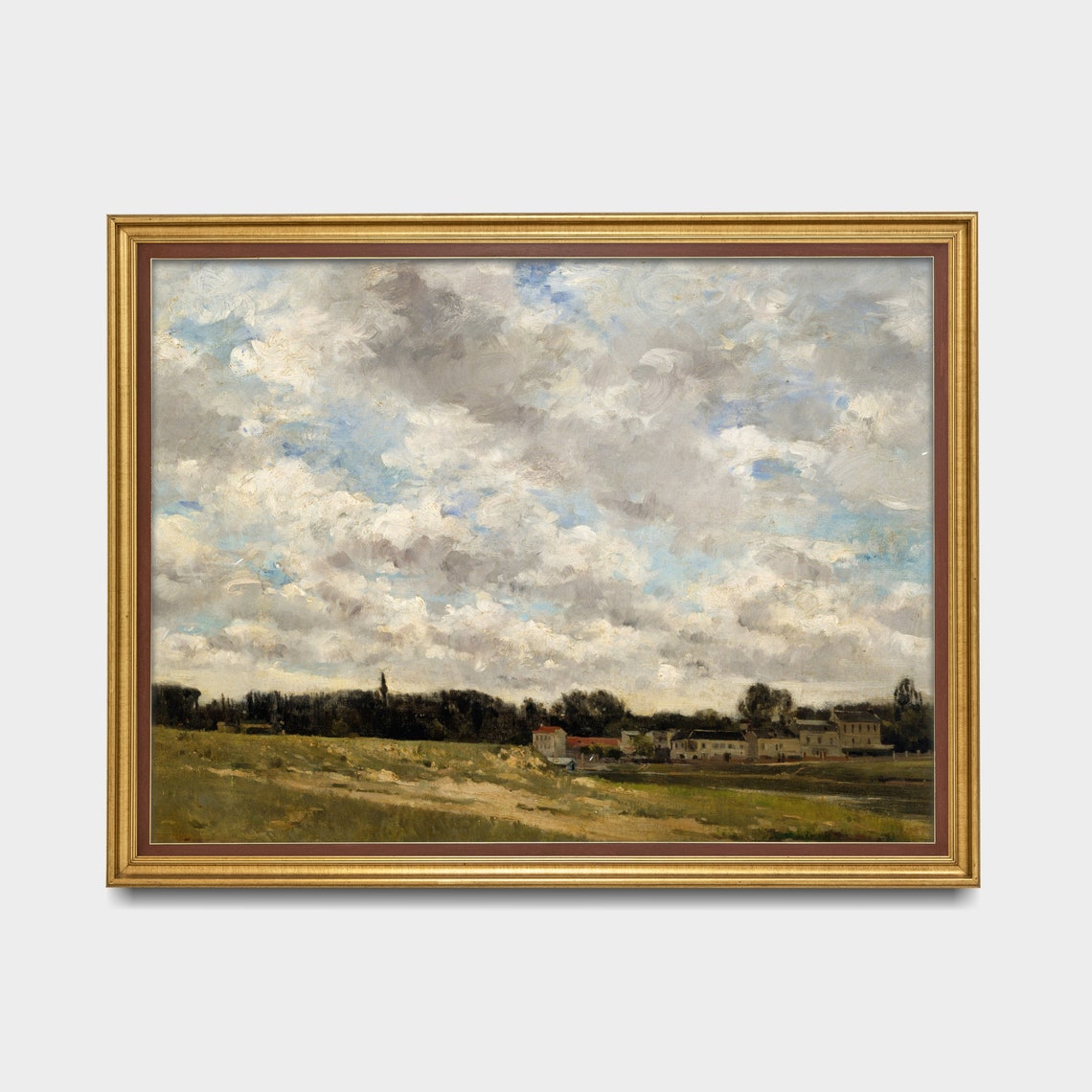 Printed And Shipped Vintage Landscape Painting Cloud Study Antique Sky Print Country Scenery Moody Rustic Art Physical Prints - Image 3