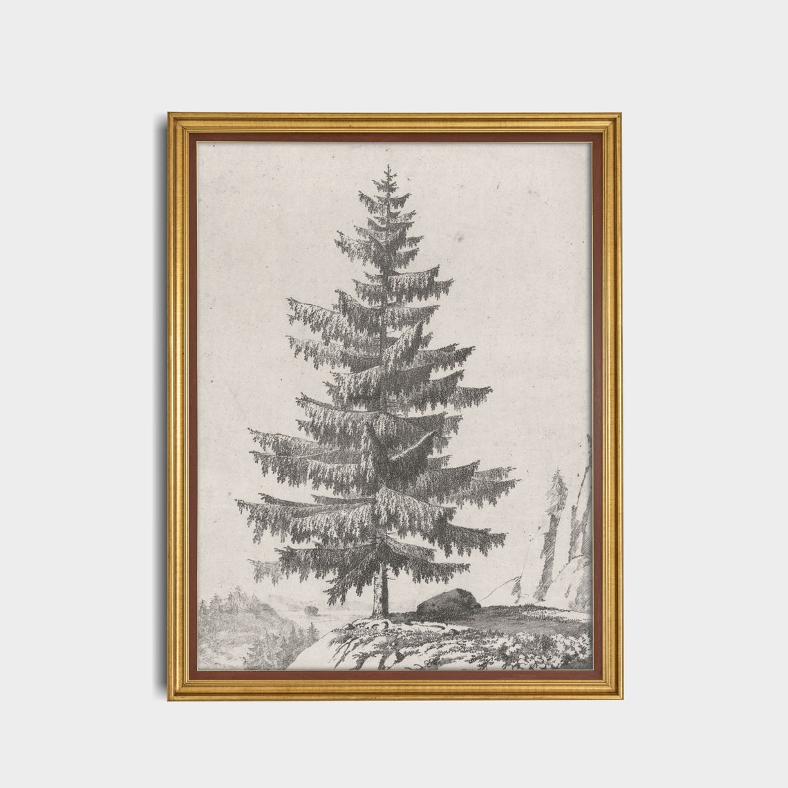 Vintage Sketch Drawing Antique Tree Rustic Print Wall Art Farmhouse Decor Fine Art Print Neutral Art - Image 4