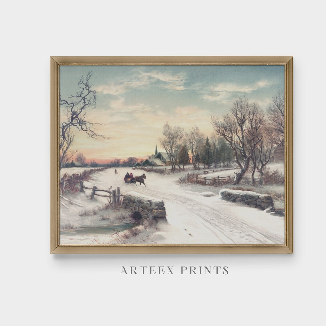 Winter Landscape Snow Village City, Vintage Art Print - Image 4
