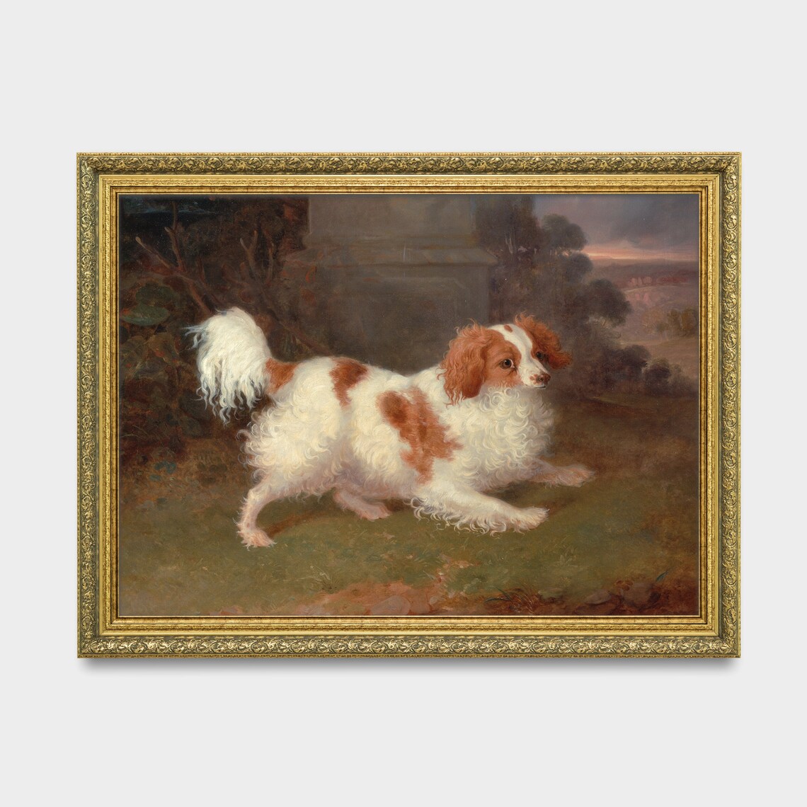 Cavalier King Charles Spaniel in a Garden Vintage Dog Poster - Image 3