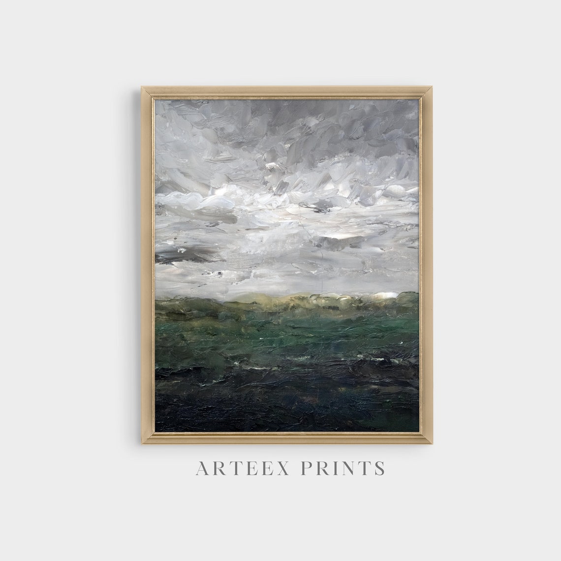Stormy Abstract Seascape with Dark Green Churning Waves Wall Art - Image 3