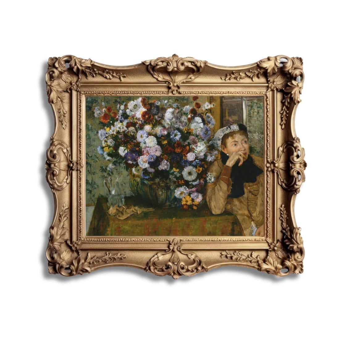 Degas Woman Seated Beside Vase of Flowers Impressionist Poster - Image 2