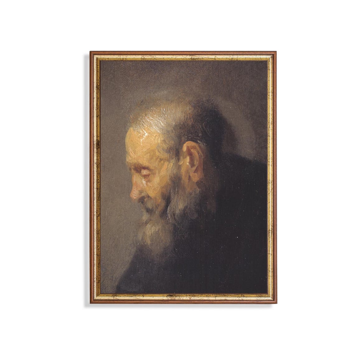 Old Master Portrait Of Elderly Bearded Man In Dark Robes Poster
