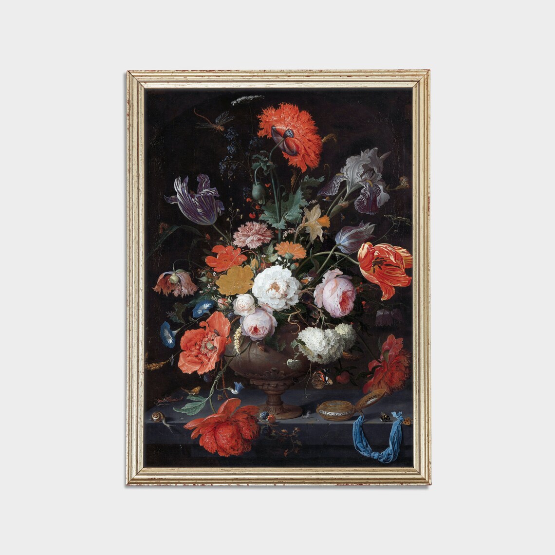 Dutch Floral Bouquet with Poppies Tulips and Roses Still Life Poster - Image 3