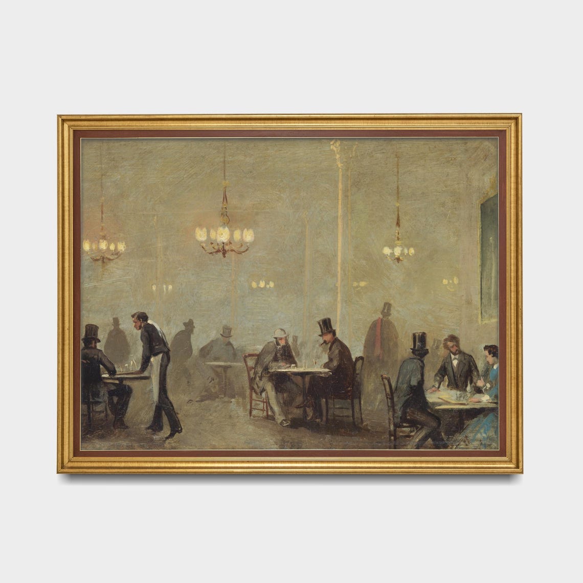 Grand Victorian Cafe Interior Gentlemen Vintage Cafe Scene Poster - Image 4
