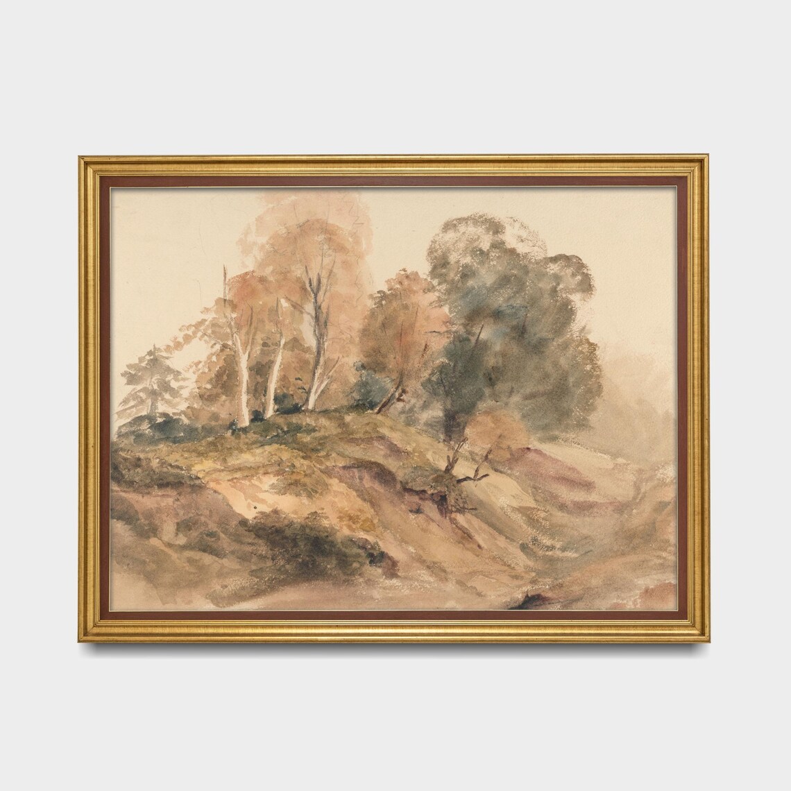 Delicate Loose Watercolor of Autumn Trees on a Hillside Poster - Image 5