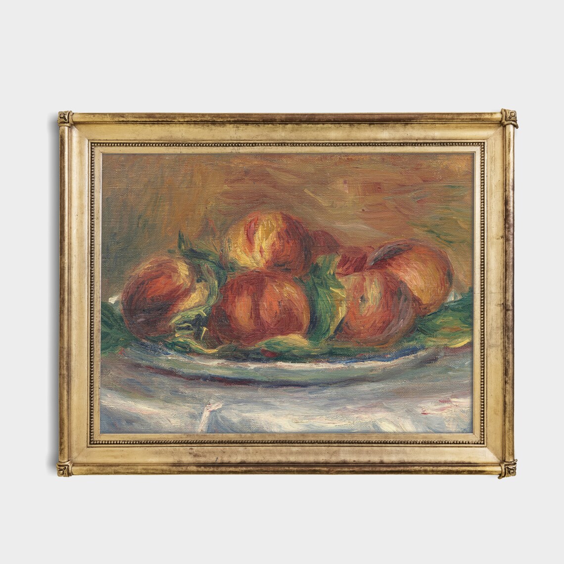Ripe Peaches on a Plate Impressionist Style Vintage Still Life Poster - Image 3