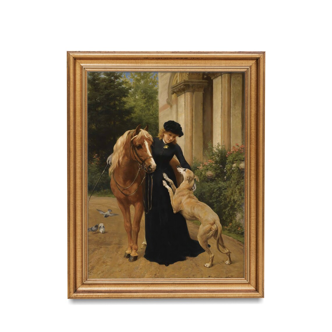 Woman With Dog And Horse, Victorian Wall Art Print - Image 2