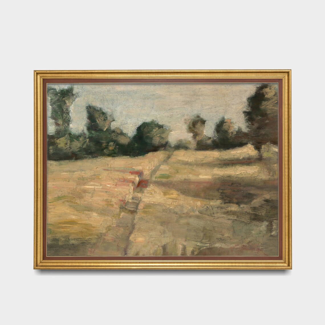 Earthy Abstract Field Landscape Loose Brush Vintage Painting Poster - Image 2