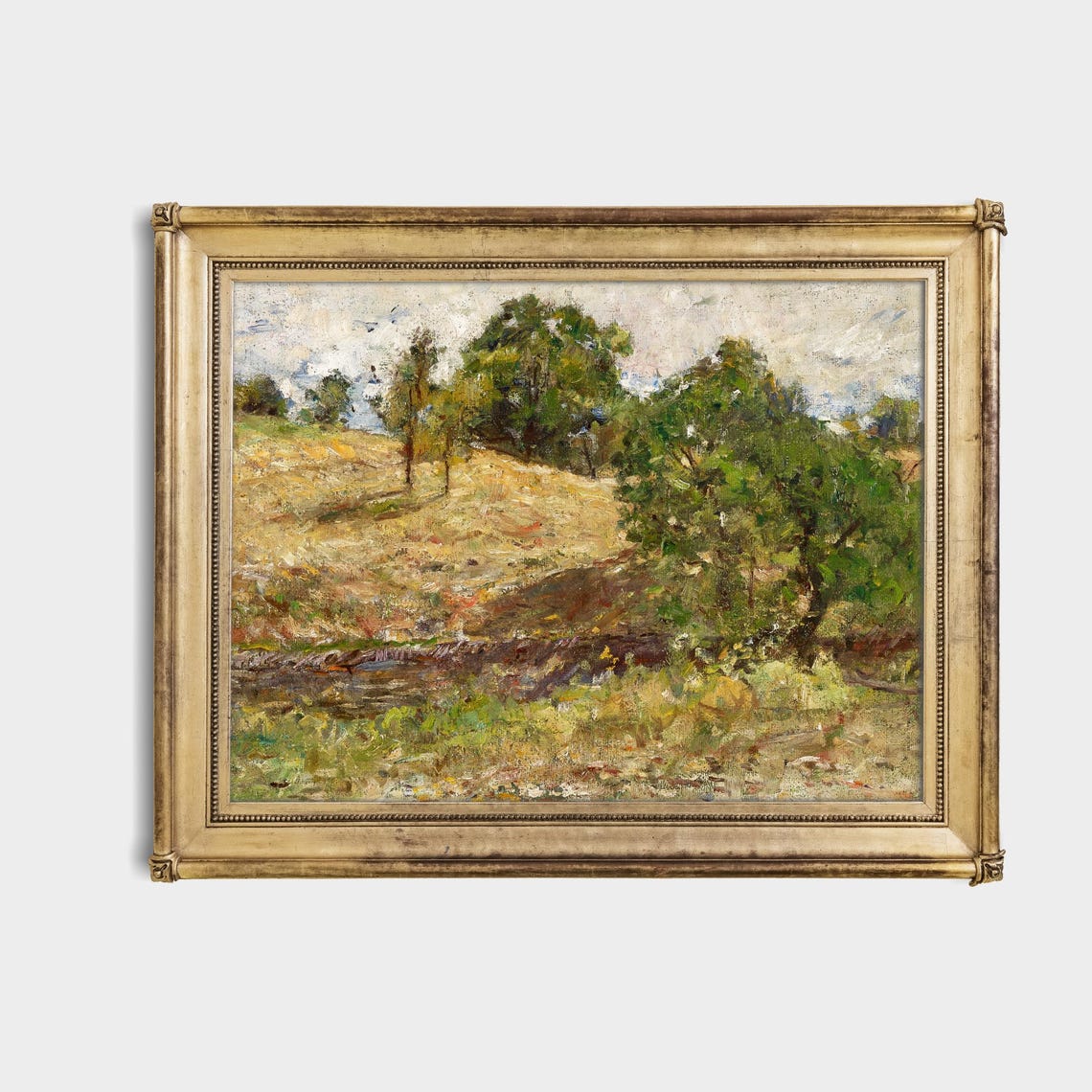 Sunlit Hillside Trees Stream Impressionist Countryside Poster - Image 4