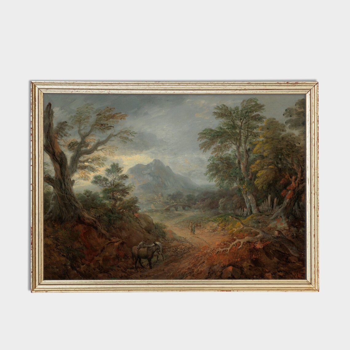 Misty Mountain Valley With Travelers Antique Romantic Landscape Poster - Image 3