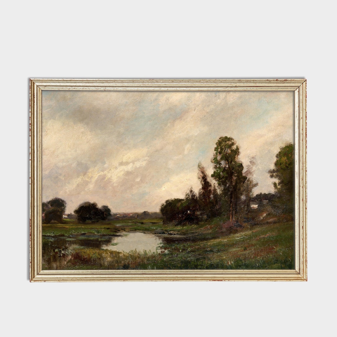 Landscape Painting Moody Riverscape Print Rustic Country Scenery Wall Decor Wall Art Living Room Art - Image 2