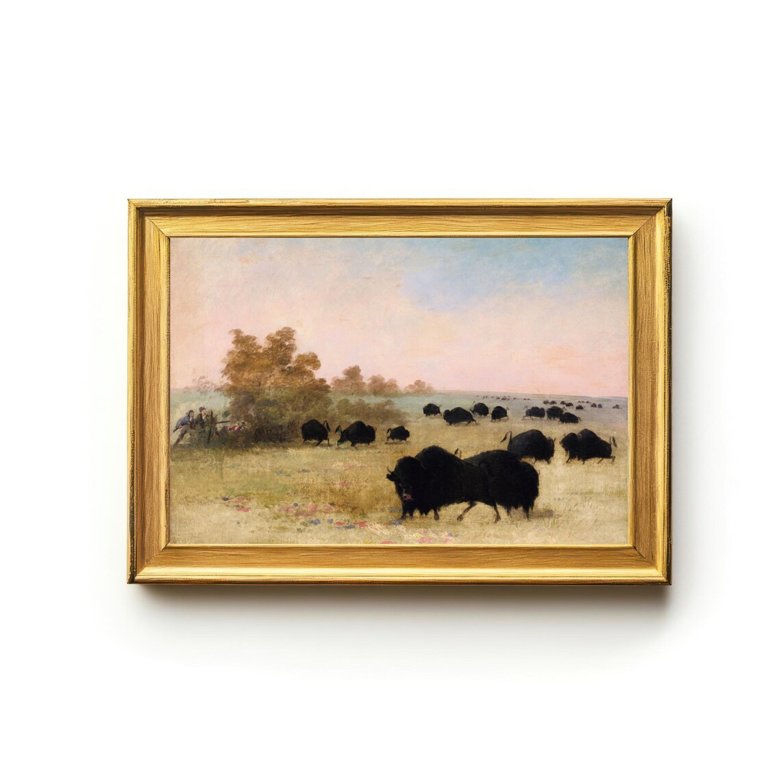 Buffalo Herd on Prairie Hunters American Frontier Wildlife Poster - Image 5